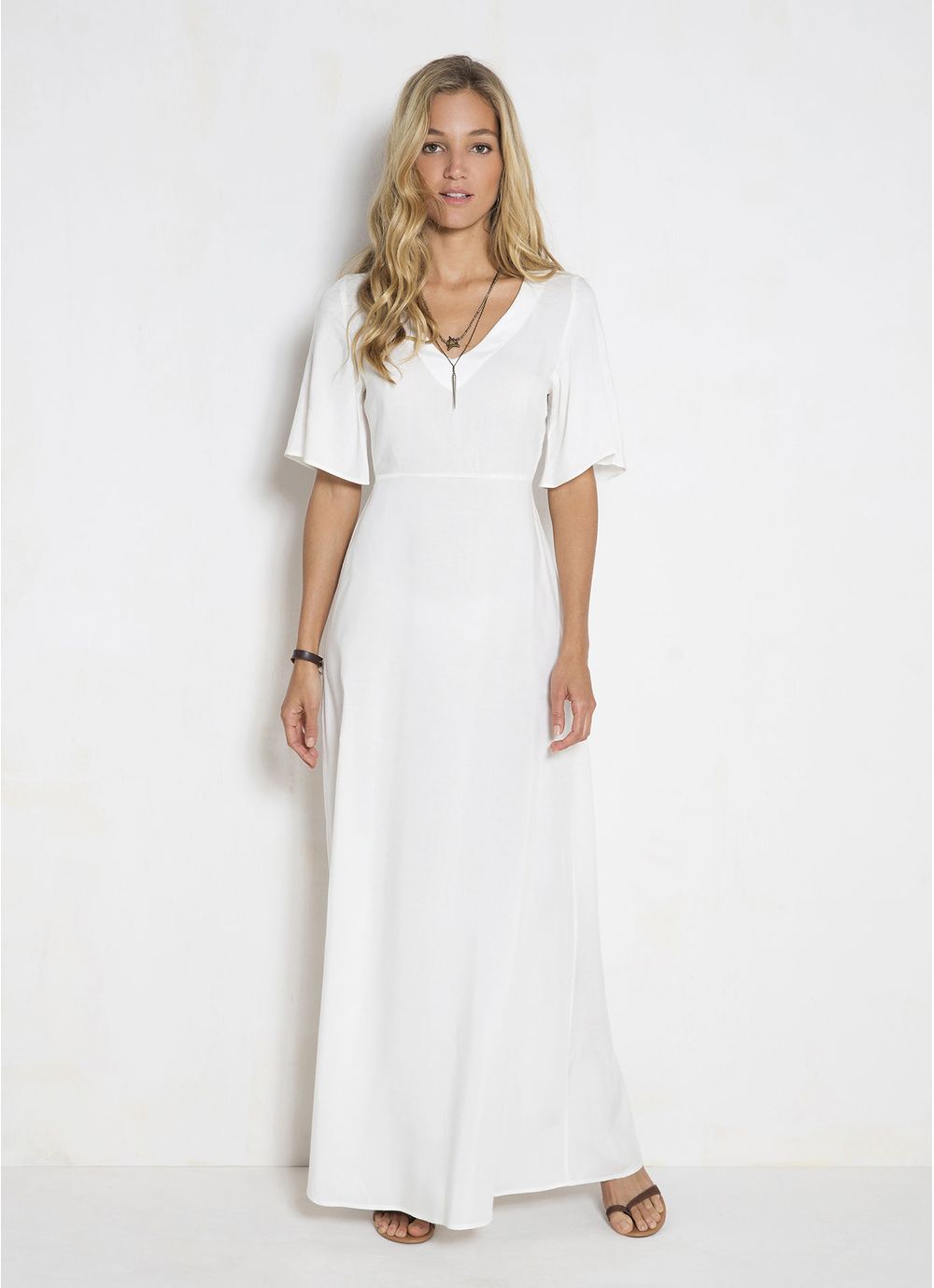 vestido longo branco liso