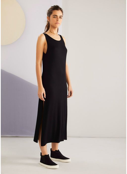 vestido midi preto malha