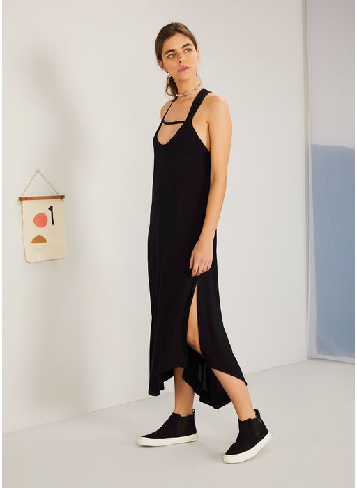 vestido midi preto soltinho