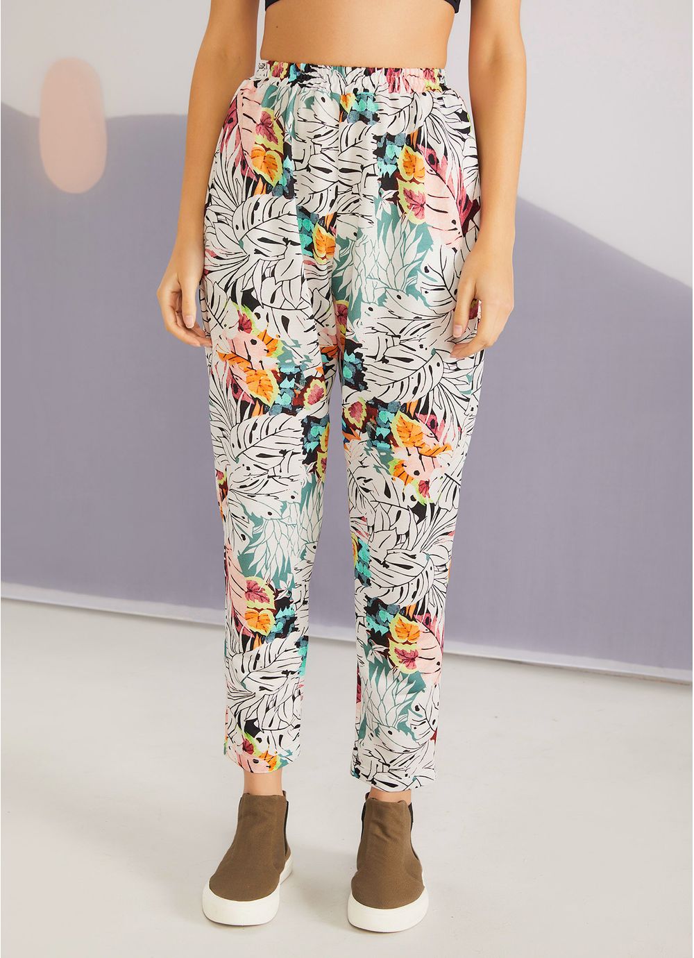 calça malha estampada