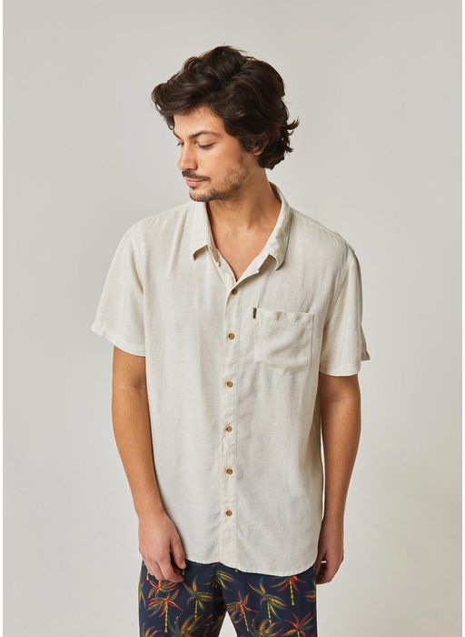 camisa masculina manga curta linho