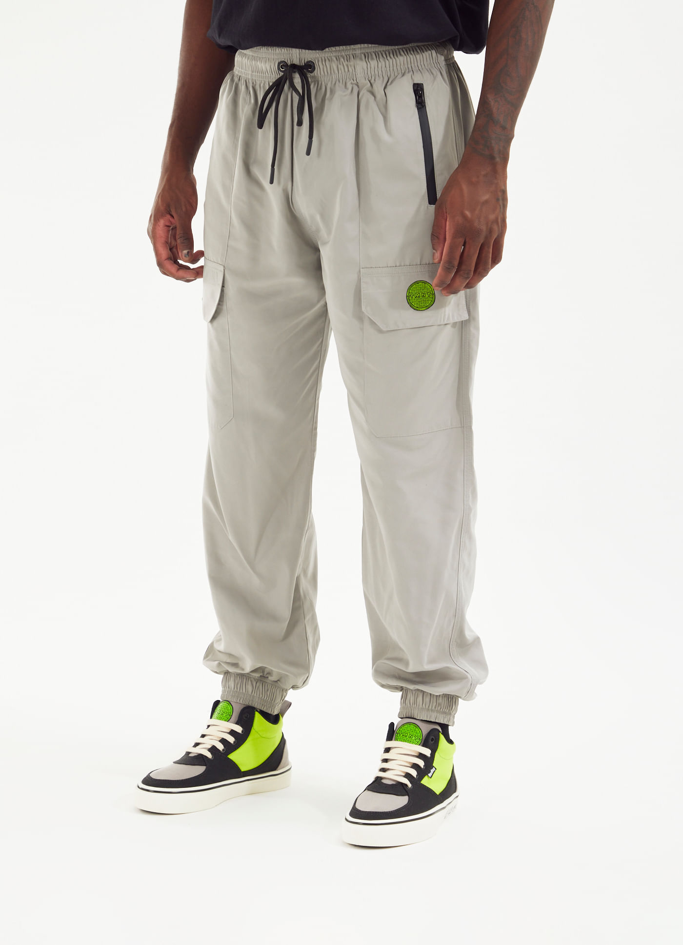 Calça cargo collab tartarugas ninja + redley cinza