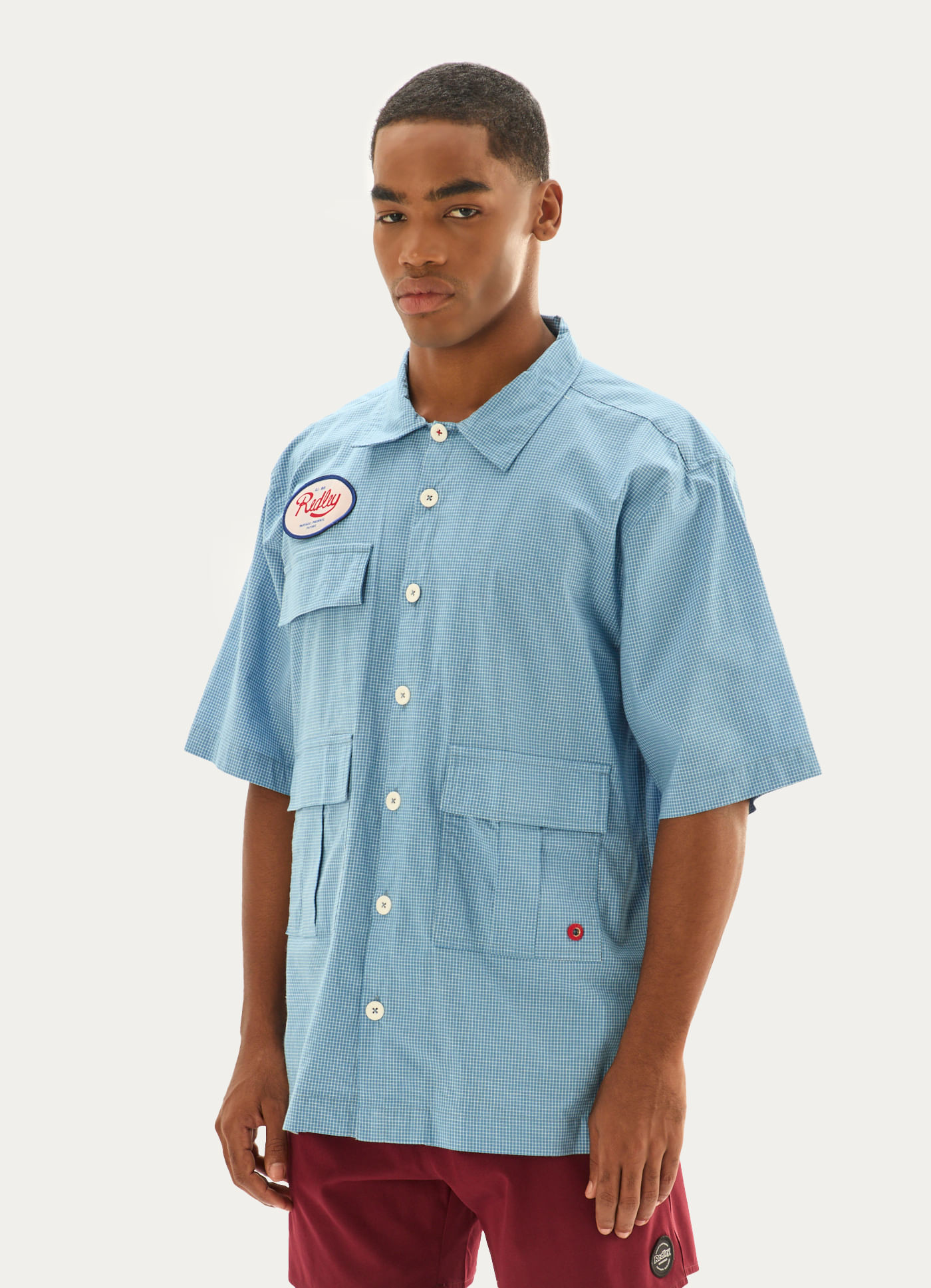 Camisa utilitária patch azul