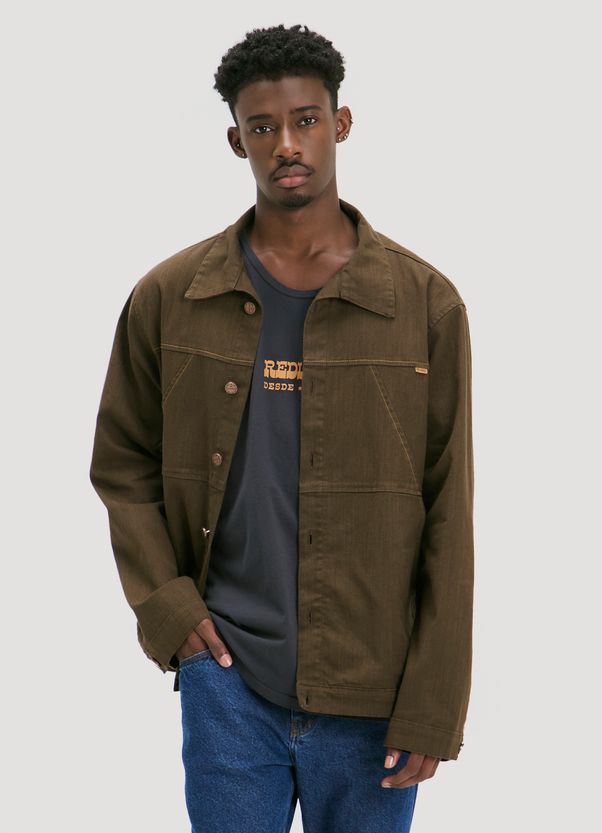 Jaqueta sarja bolso duplo marrom G