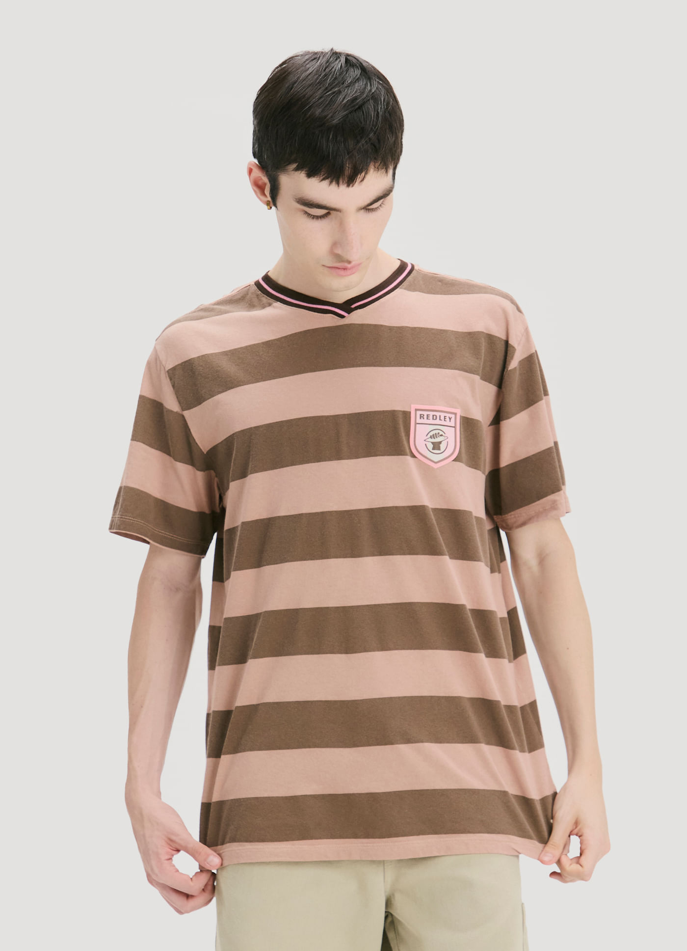T-shirt listra retro marrom