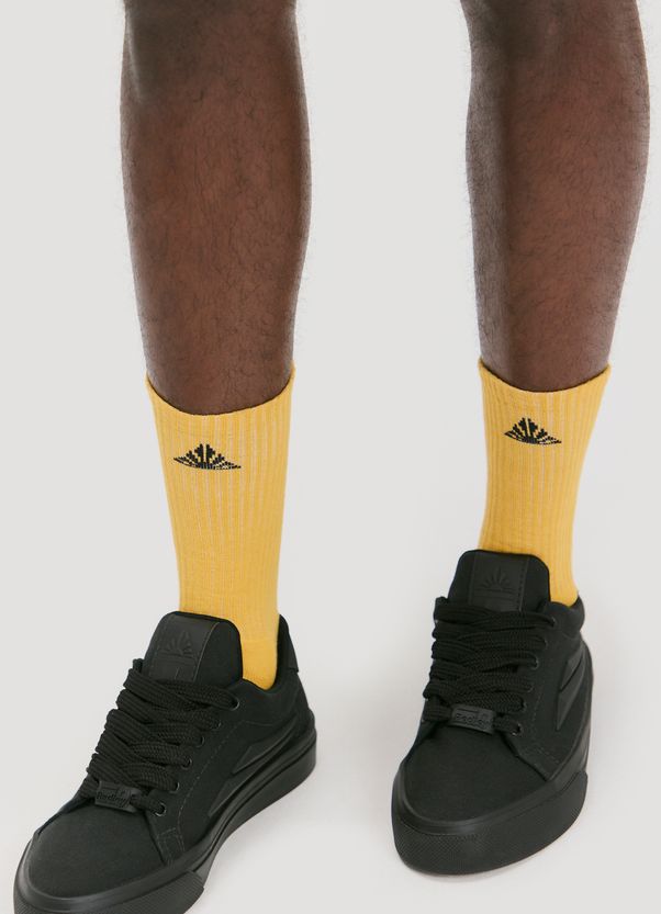 Meia canelada cano alto connections amarelo 39-44 Meia canelada cano alto connections amarelo 39-44