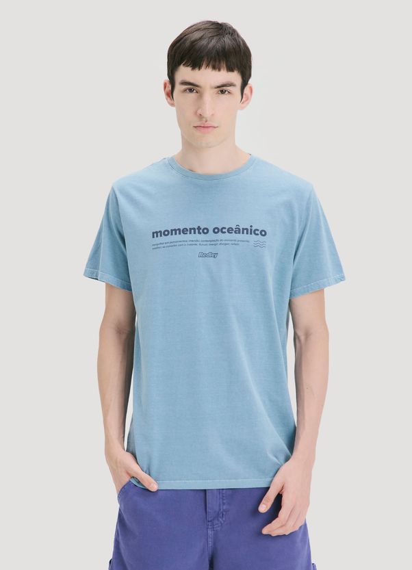 T-shirt estonada momento oceânico azul g