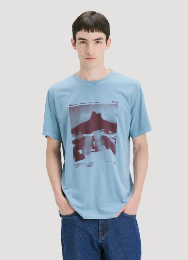 T-shirt estonada brinde solar azul g