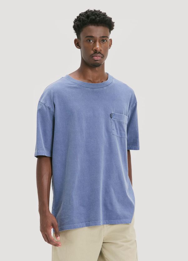 T-shirt basica oversize bolso maxi azul escuro G