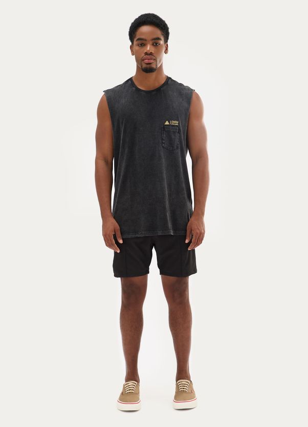 Regata cortada bolso tinturada preto G
